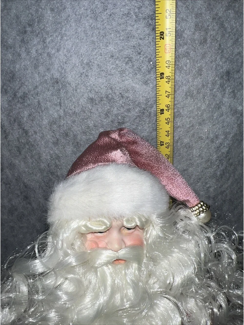 Victorian Pink Santa Claus Christmas Tree Topper or Table Topper 18”